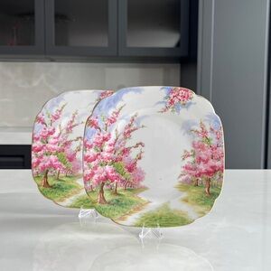 1935 Royal Albert Blossom Time 6” Plates. Bone China. Made in England. Set of 2.